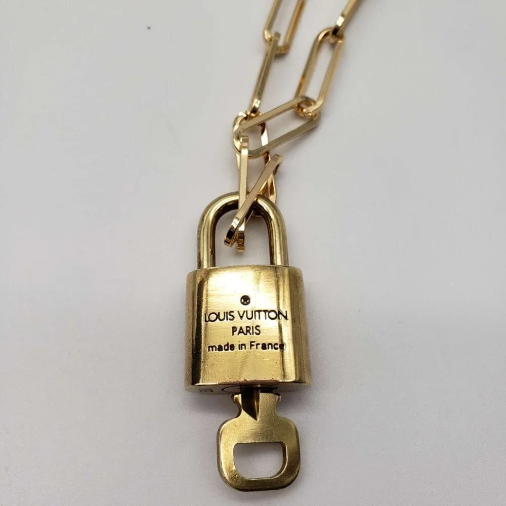 Authentic Louis Vuitton Lock and Key Gold Color with Gold Plated Chain Necklace